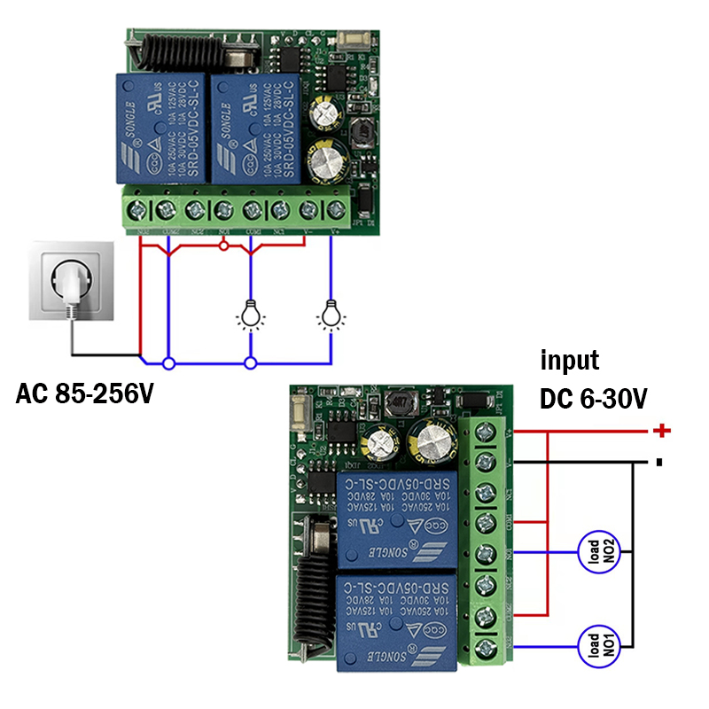 DC 12V 24V AC 220V RF433 2CH โ - 433Mhz Receiver Module บทวิจารณ์และราคา